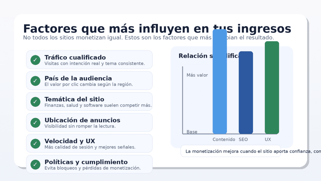 Factores que influyen en el rendimiento de AdSense